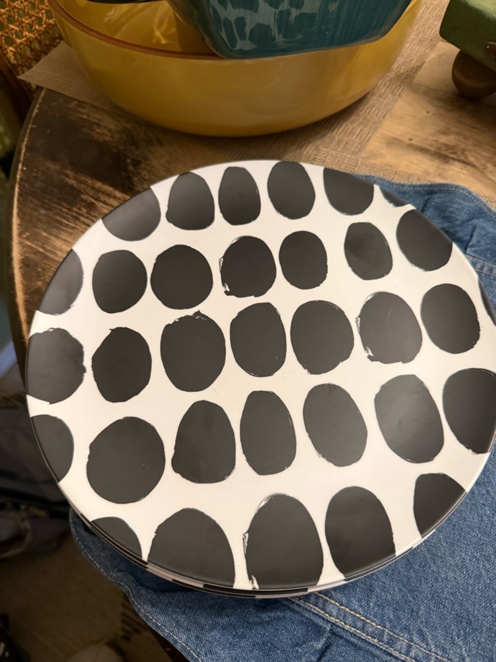 Marimekko Black Dot Pattern melamine dinner Plates set of 8
